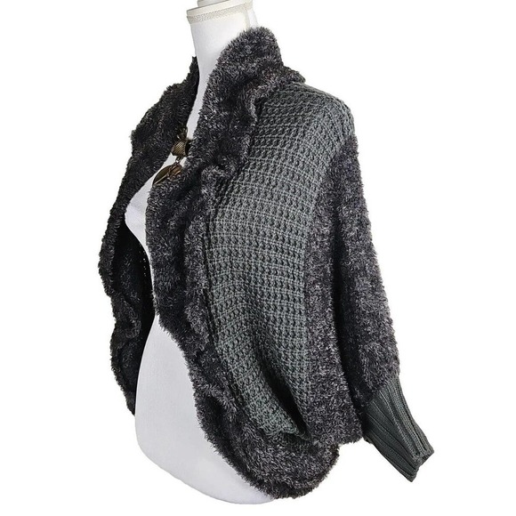 Urban Mango ~Woman Size L~ Gray Sweater Cardigan Open Front. - Picture 4 of 12